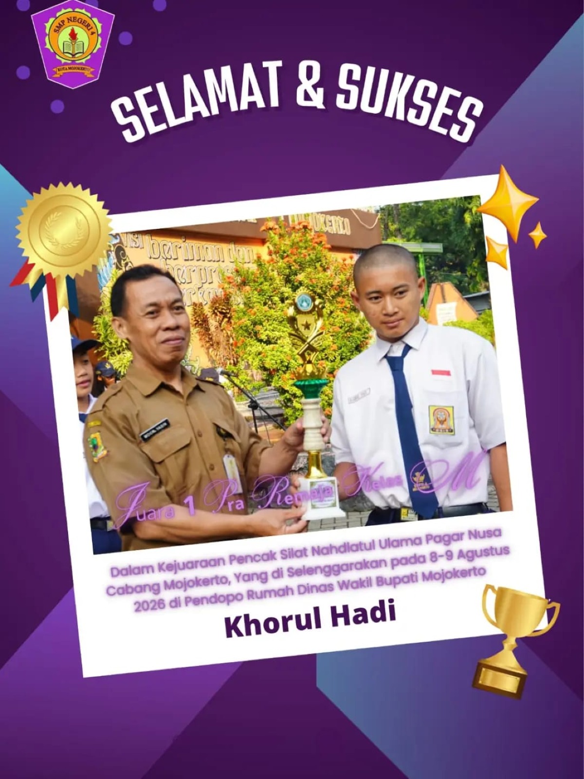 Selamat Meraih Prestasi Khoirul Hadi